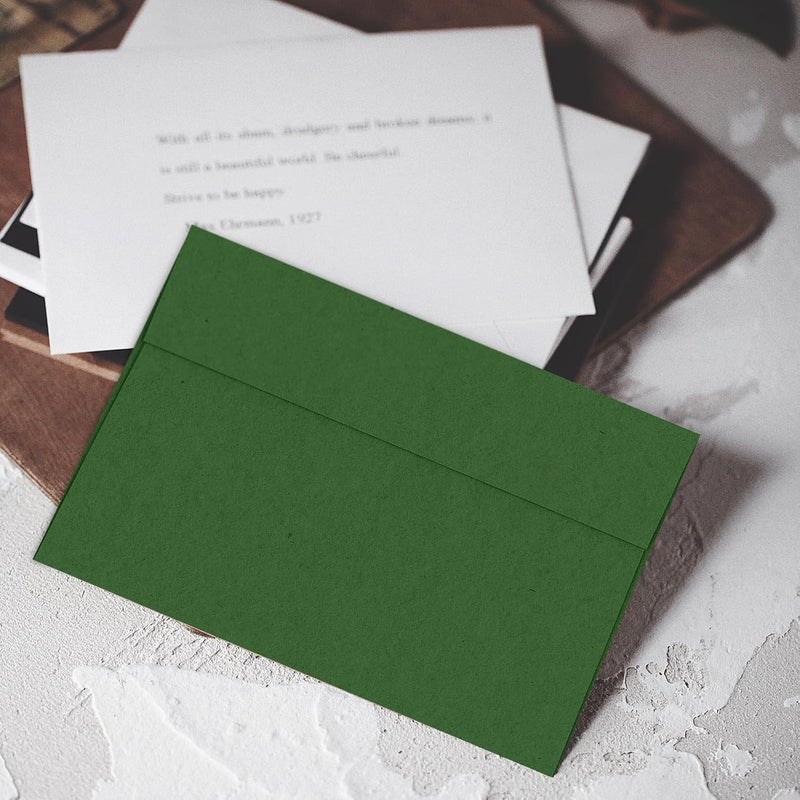 Goefun Dark Green Envelopes A2 100 Pack Self Seal, 120 GSM Printable Invitation Envelopes 4-3/8 x 5-3/4 for Card Making, Photos, Wedding Invitations, Graduation, Baby Shower, and Various Holidays - Image 2